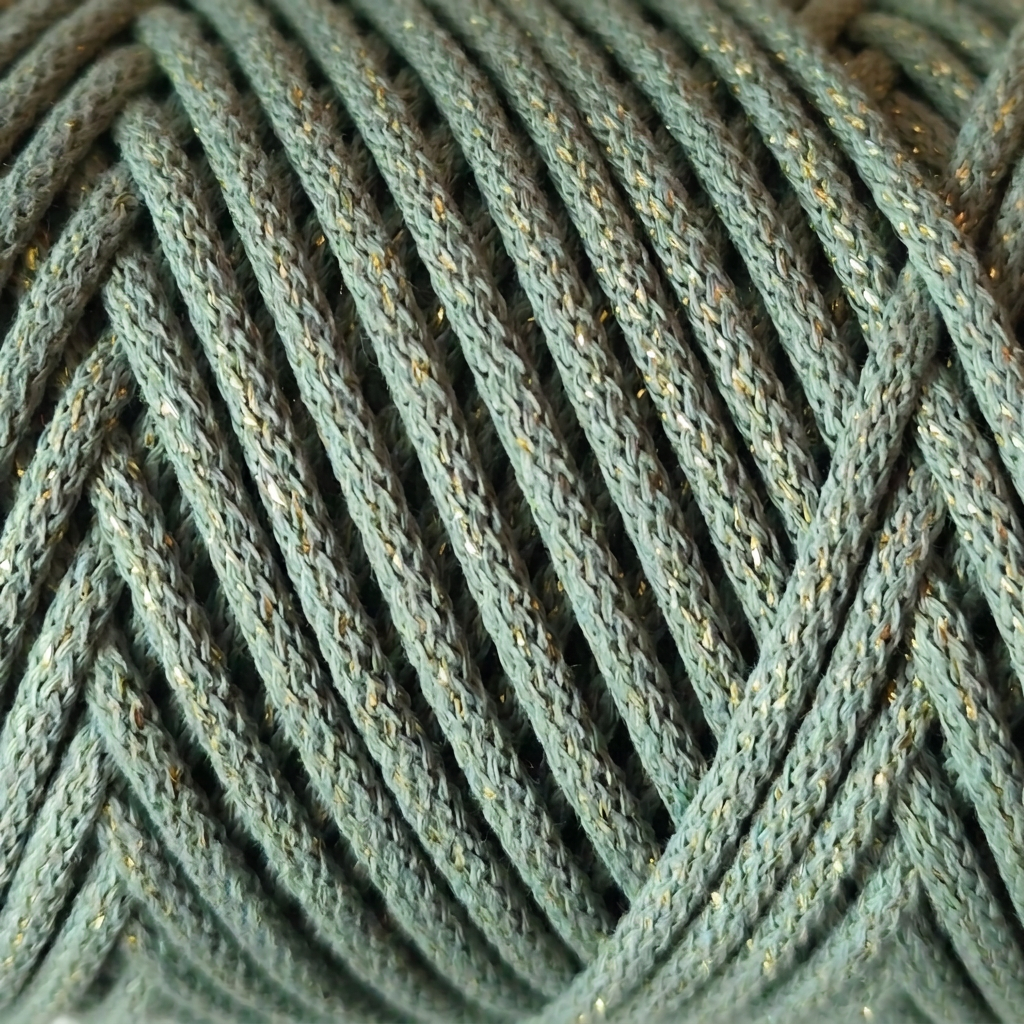 Macrame Spaghetti 4mm_cordino braided salvia oro 100 m per borse accessori