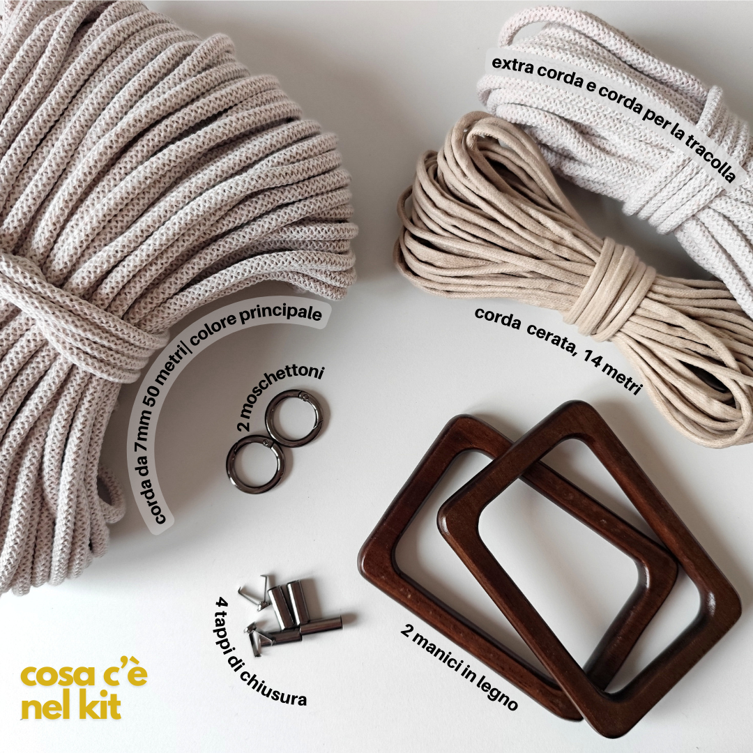 Macrame Spaghetti Kit Roma Bag - Roma by Day colore avena 