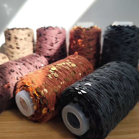 Macramè Spaghetti DISCO DIVA pure cotton yarn with paillettes | 100 grams - 360 meters