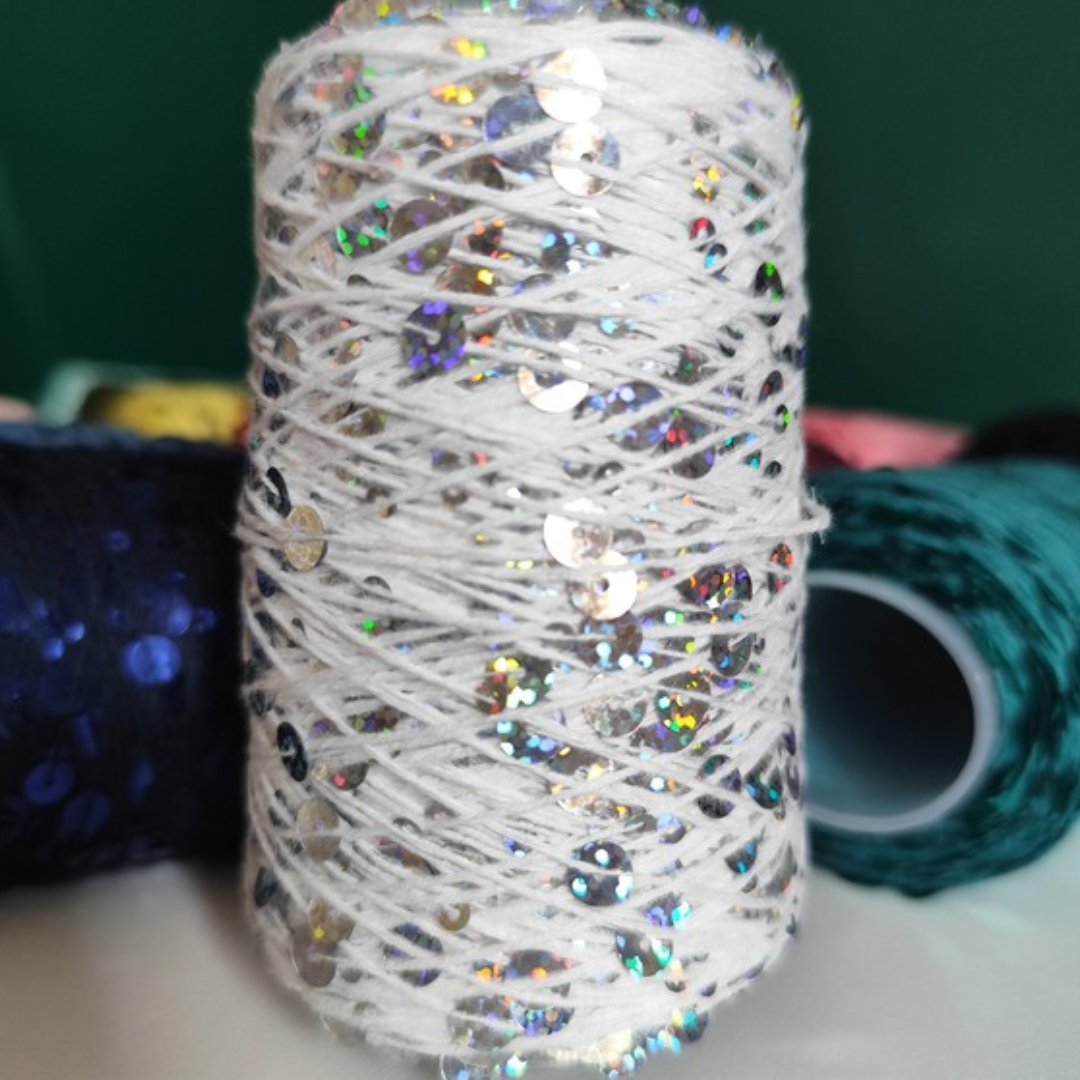 Filato Disco Diva con paillettes colore bianco per uncinetto