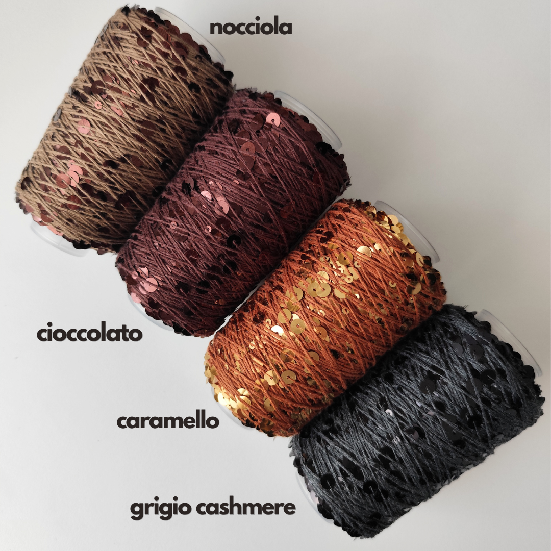 Macramè Spaghetti DISCO DIVA filato di cotone puro con paillettes | 100 grammi - 360 metri