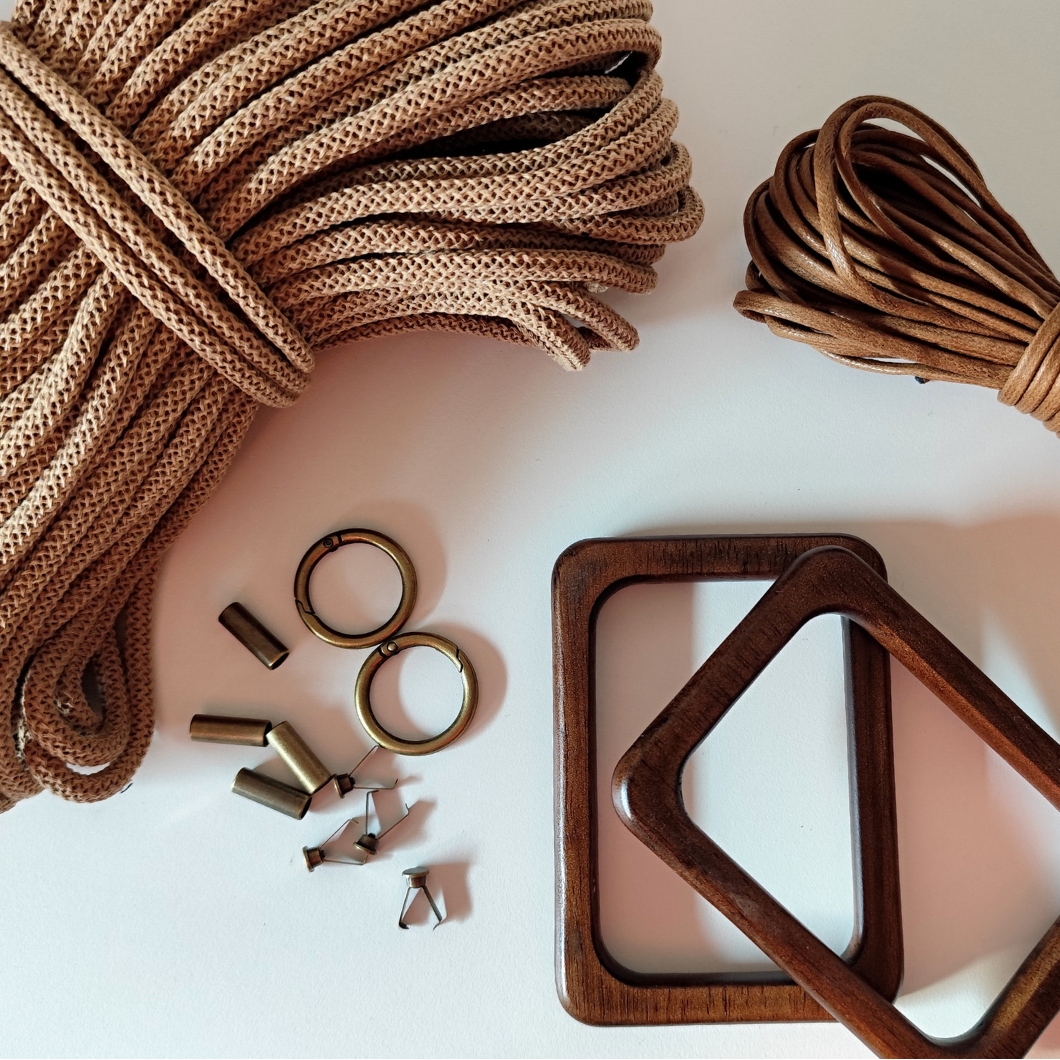 Macrame Spaghetti Kit Borsa Roma color caramello
