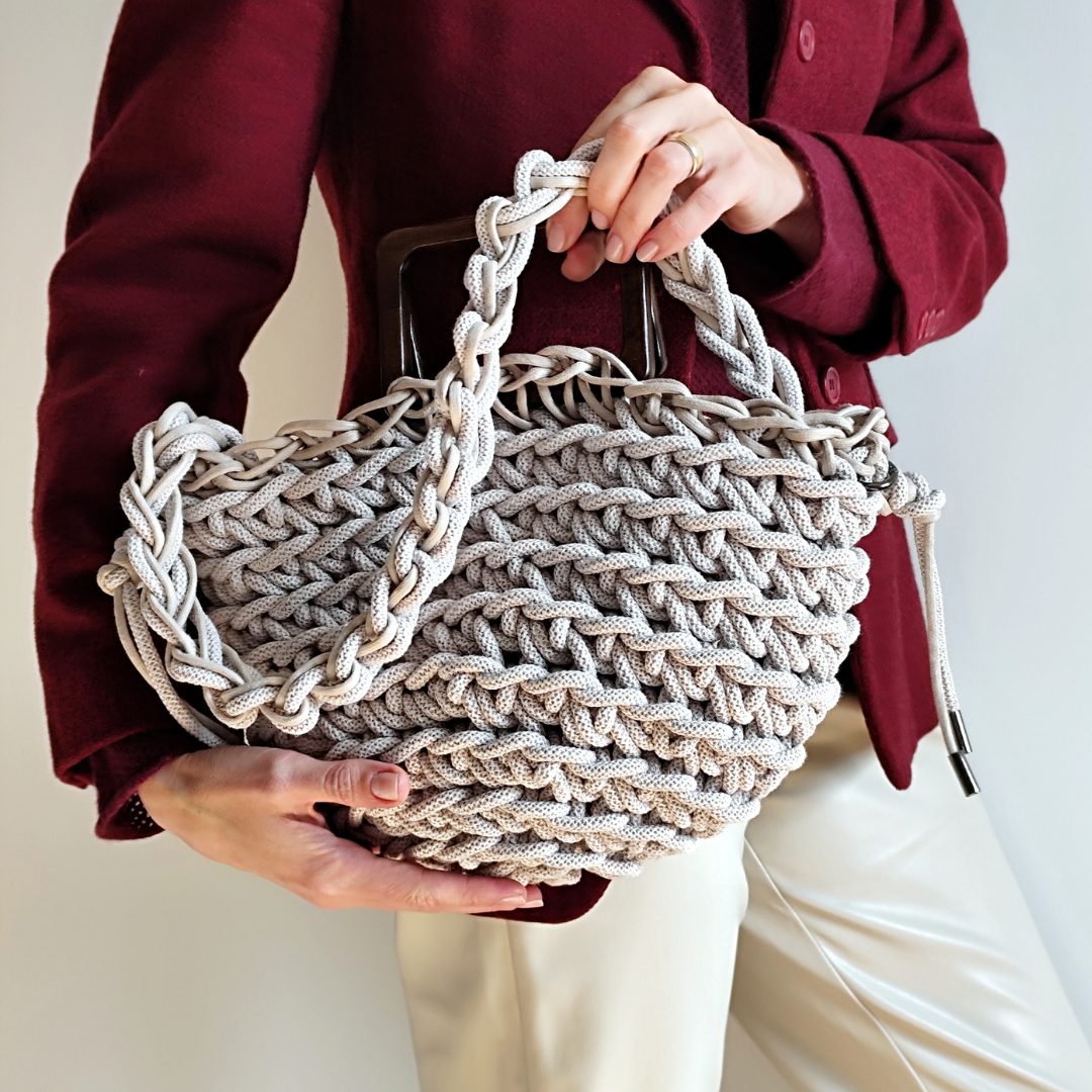 Macrame Spaghetti Borsa Roma ALWAYS dettaglio manico e spalla - fatta a mano in Italia