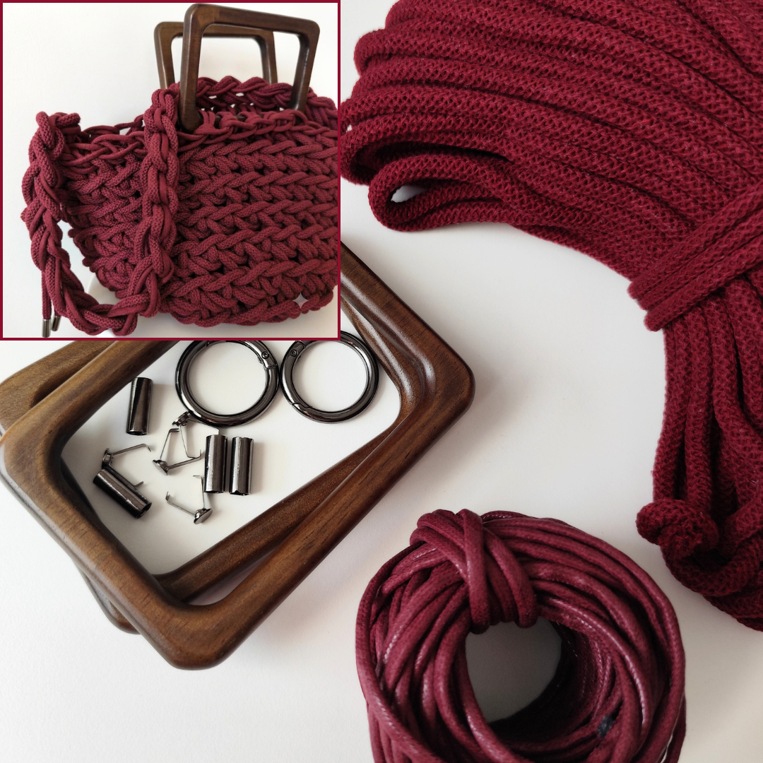 Macrame Spaghetti Borsa Roma kit colore bordeaux 
