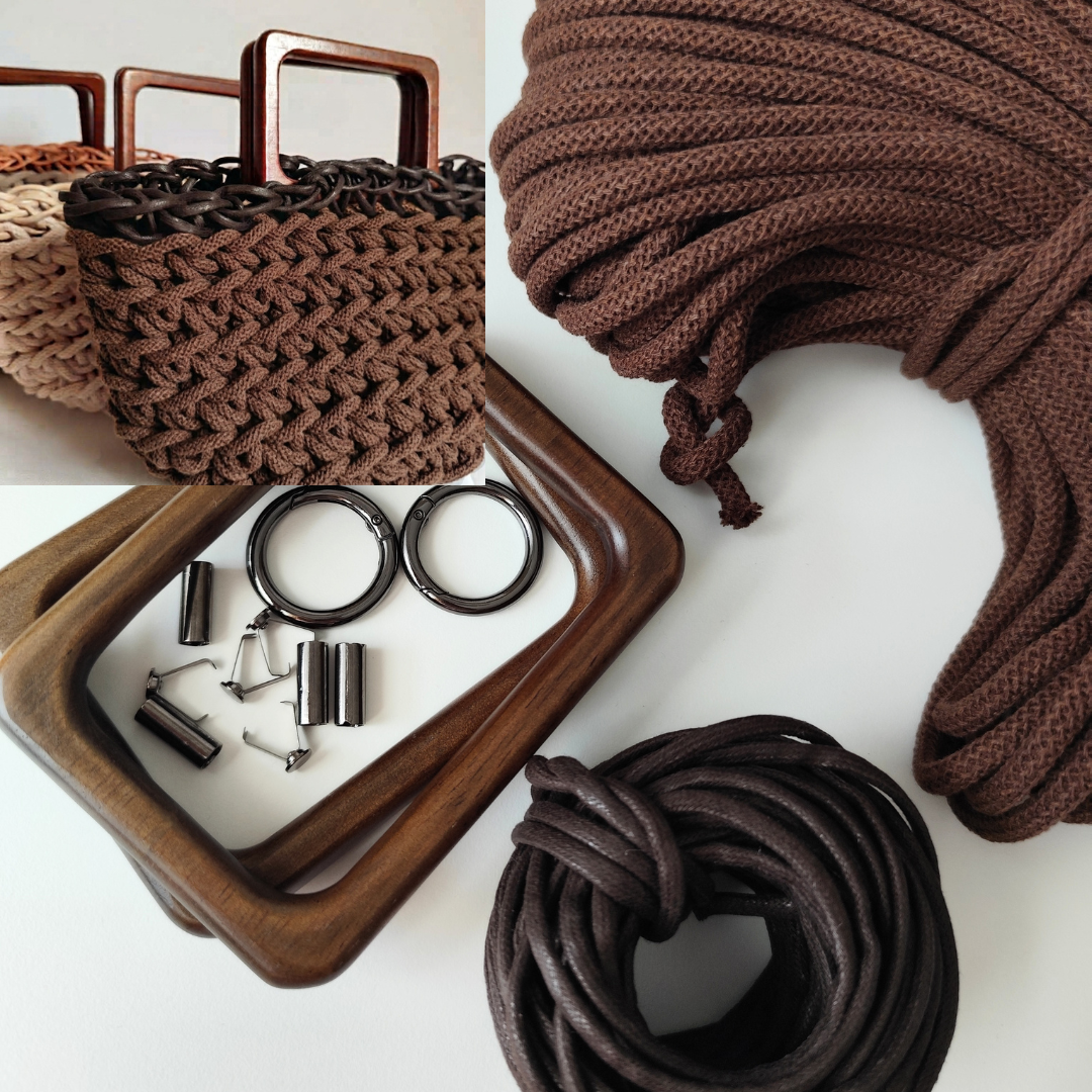 Macrame Spaghetti Kit Borsa Roma cioccolato