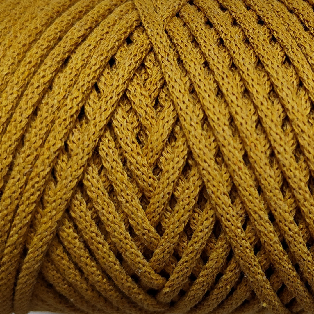 Macrame Spaghetti corda braided 4 mm per uncinetto e macrame color senape