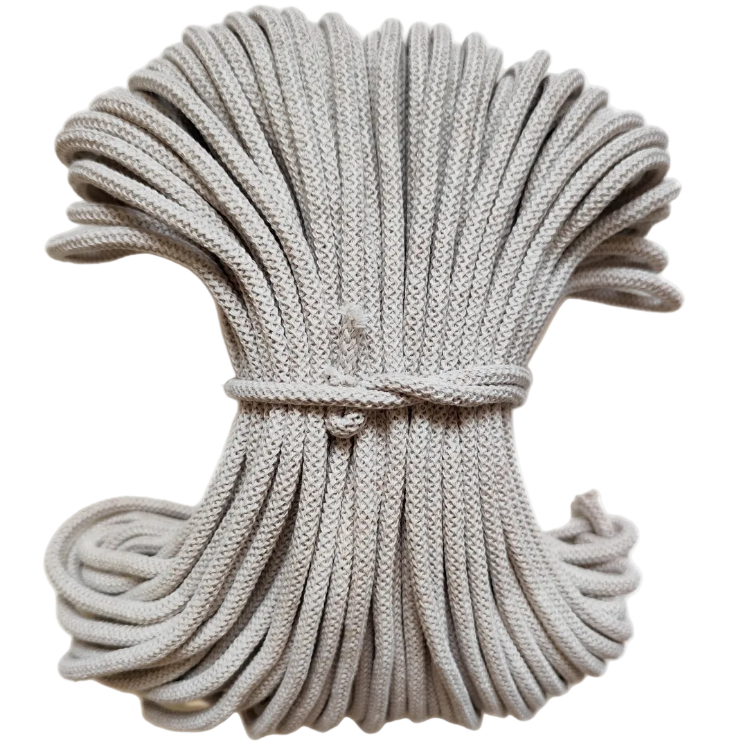 Macrame Spaghetti corda braided di cotone riciclato da 7 mm con anima 50 metri avena per borse cestini uncinetto macrame