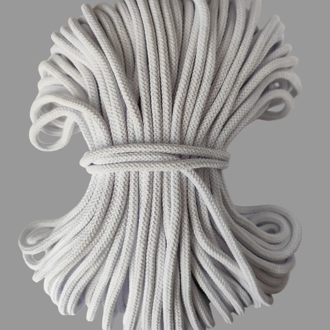 Macrame Spaghetti corda braided di cotone riciclato da 7 mm con anima 50 metri bianco per borse cesti