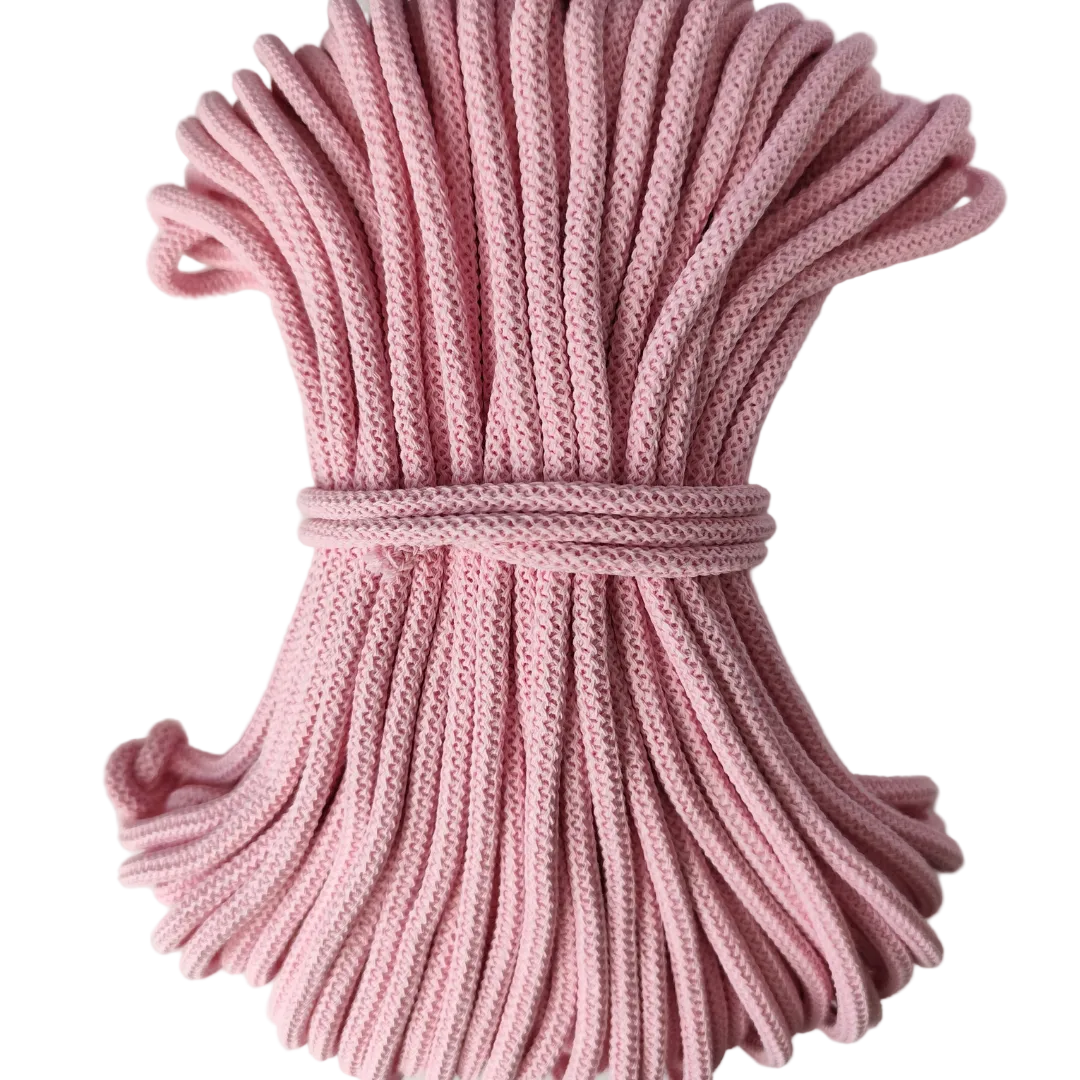 Macrame Spaghetti corda braided di cotone riciclato da 7 mm con anima 50 metri rosa macrame uncinetto