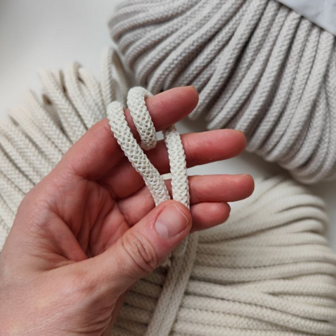 Macrame Spaghetti corda braided di cotone riciclato da 7 mm con anima
