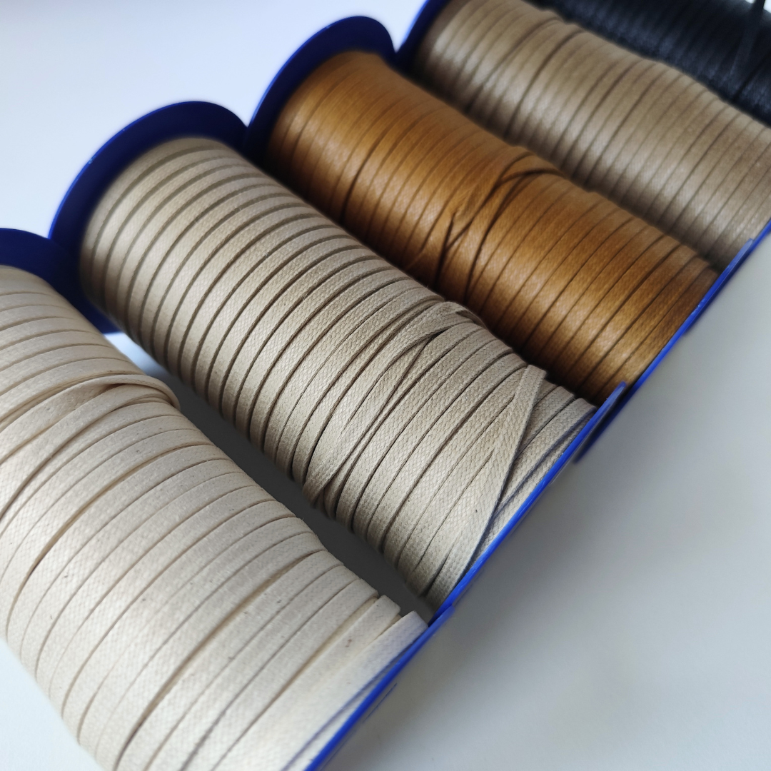 Macrame Spaghetti corda cerata piatta 4 mm avorio avena cuoio tortora nero per macrame e uncinetto
