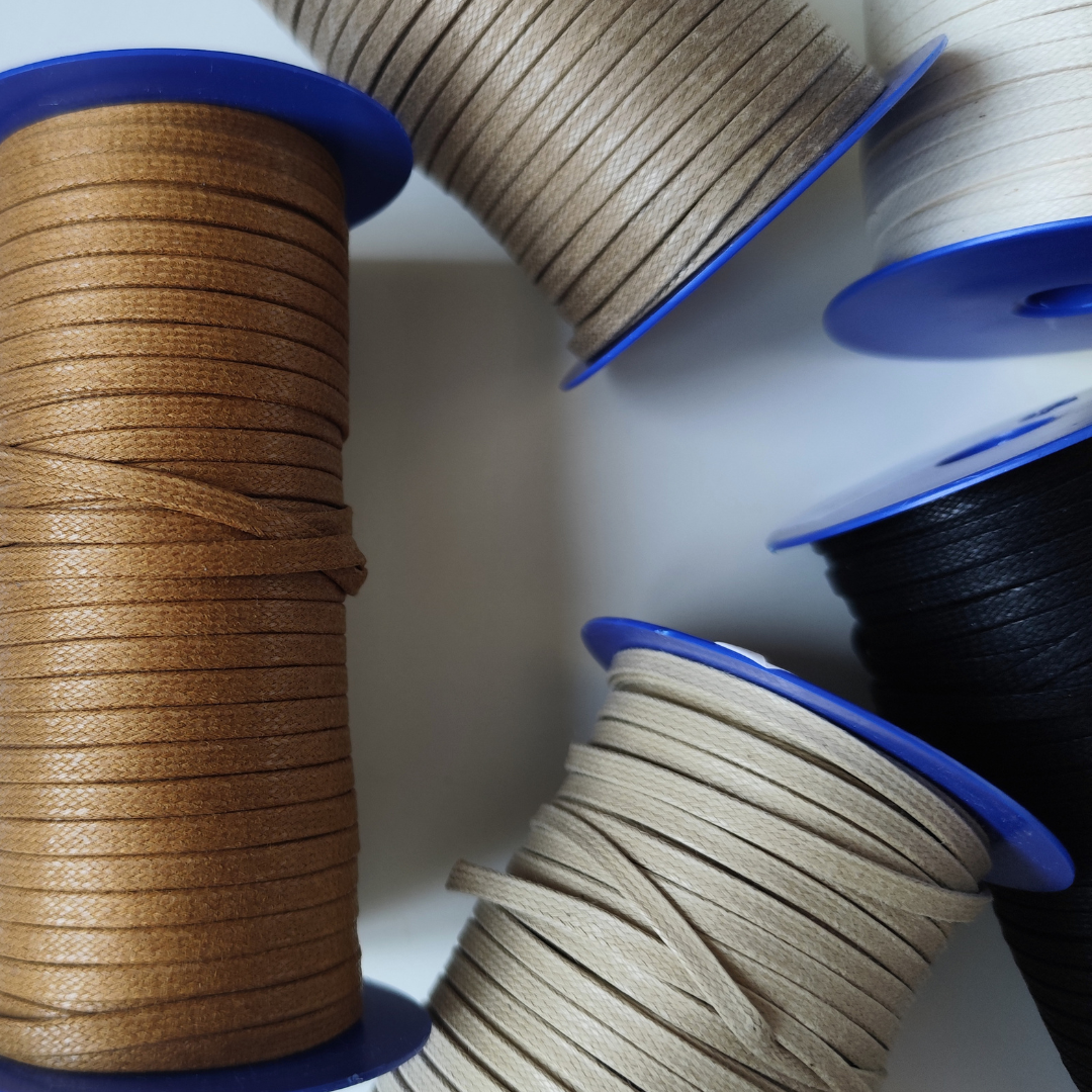 Macrame Spaghetti corda cerata piatta 4 mm avorio avena cuoio tortora nero per macrame e uncinetto