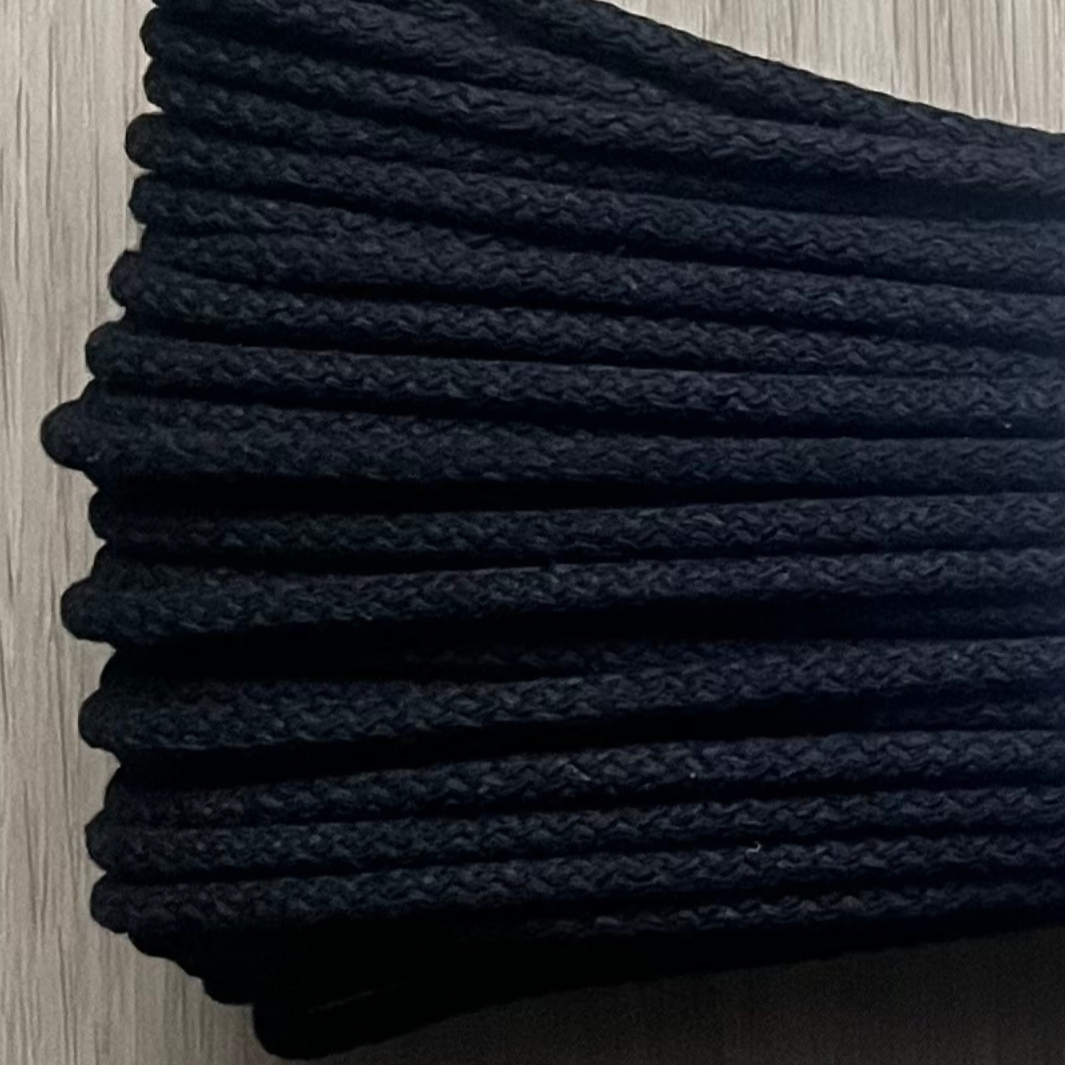 Macrame Spaghetti corda per macchina da cucire 5 mm di cotone con anima in poliestere nero