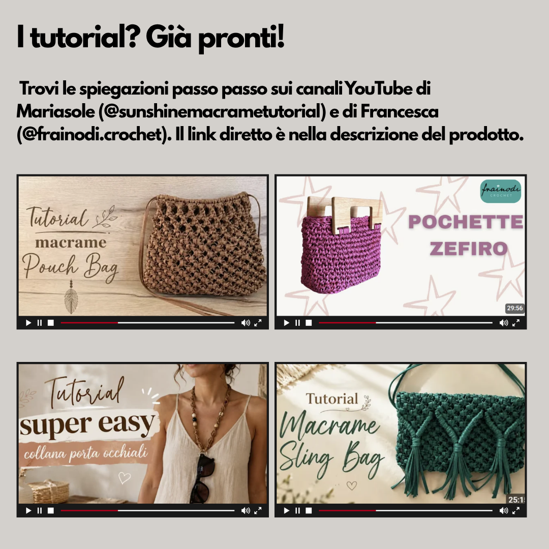 Macrame Spaghetti cordino cerato piatto tutorial gratuiti su Youtube