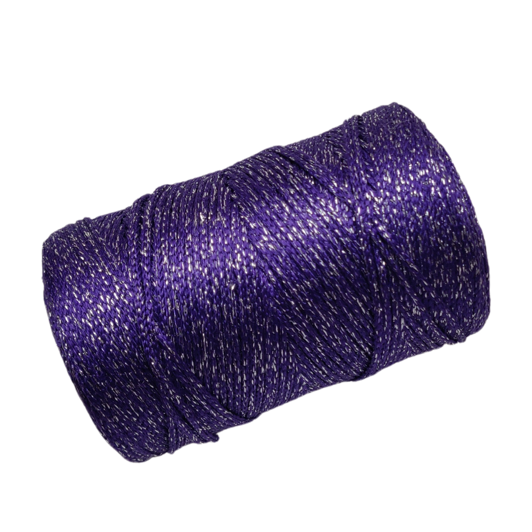 2mm cordoncino in poliestere colore viola argento Macrame Spaghetti per uncinetto