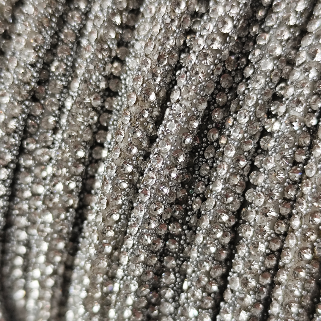 Macrame Spaghetti cordino super strass argento 4 mm