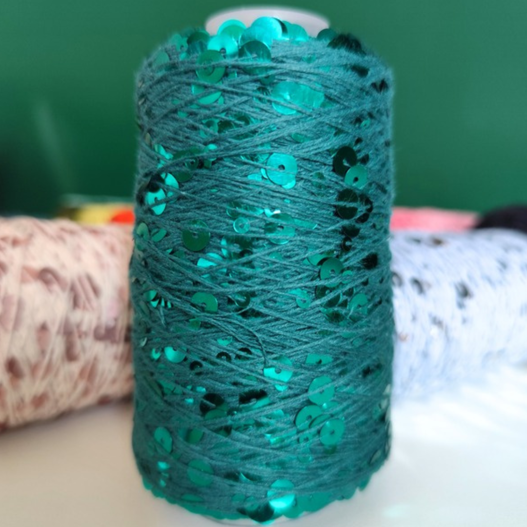 Macrame Spaghetti Filato Disco Diva con paillettes colore acqua per uncinetto