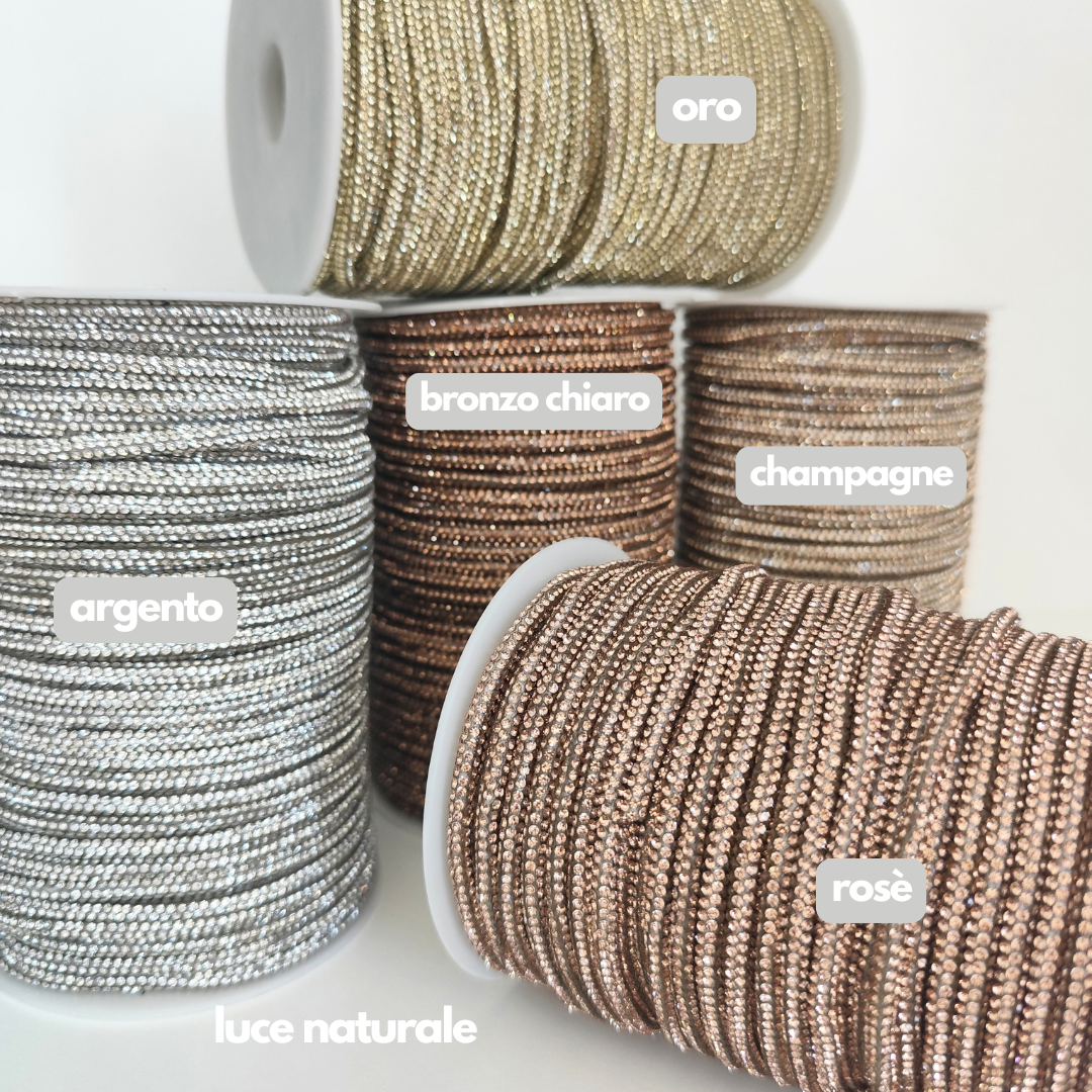 Macrame Spahetti cordino strass 4,5mm colori macrame uncinetto 50 metri