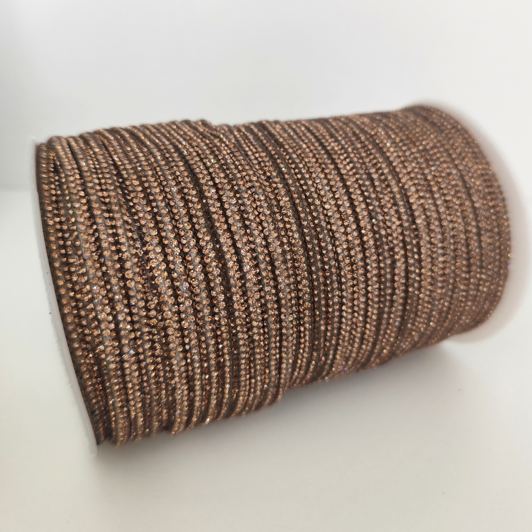 Macrame Spahetti cordino strass 4,5mm colori macrame uncinetto 50 metri bronzo chiaro