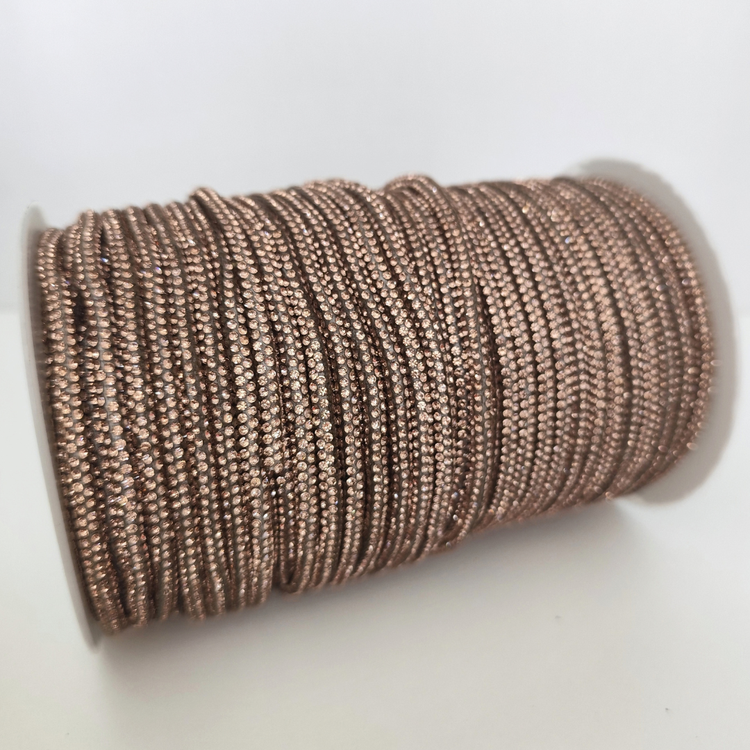 Macrame Spahetti cordino strass 4,5mm colori macrame uncinetto 50 metri rosè