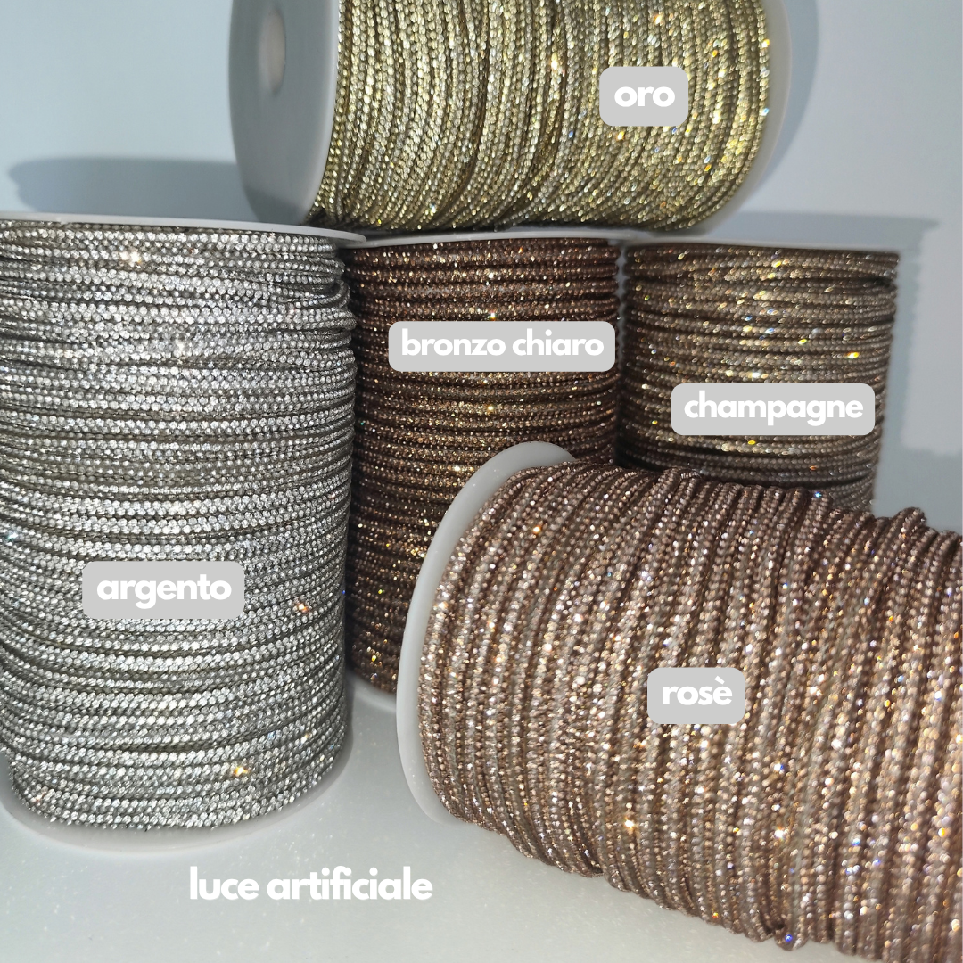 Macrame Spahetti cordino strass 4,5mm colori macrame uncinetto 50 metri