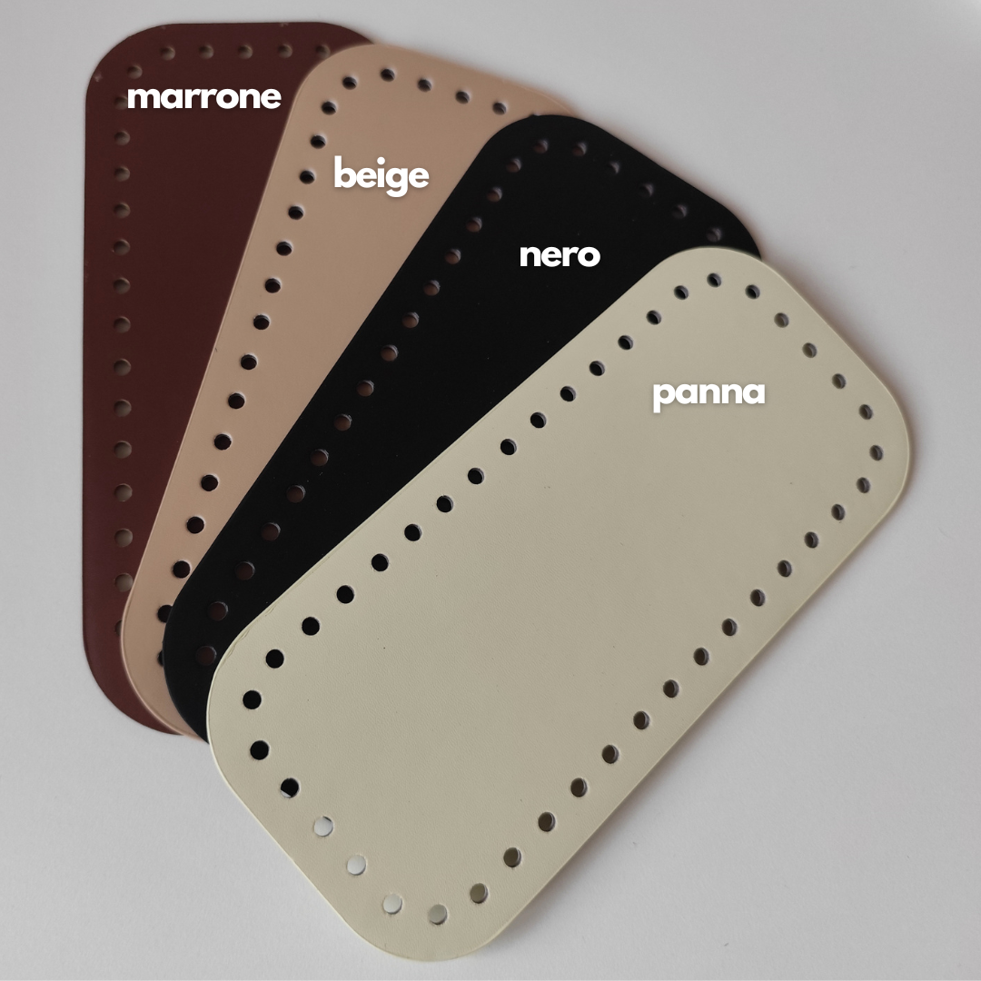 Rectangular vegan leather bag base with pre-punched holes for crochet and macrame