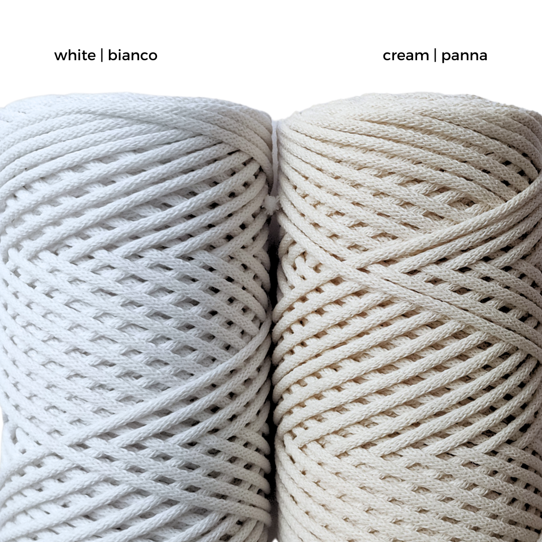 corda braided da 4mm colore panna, bianco