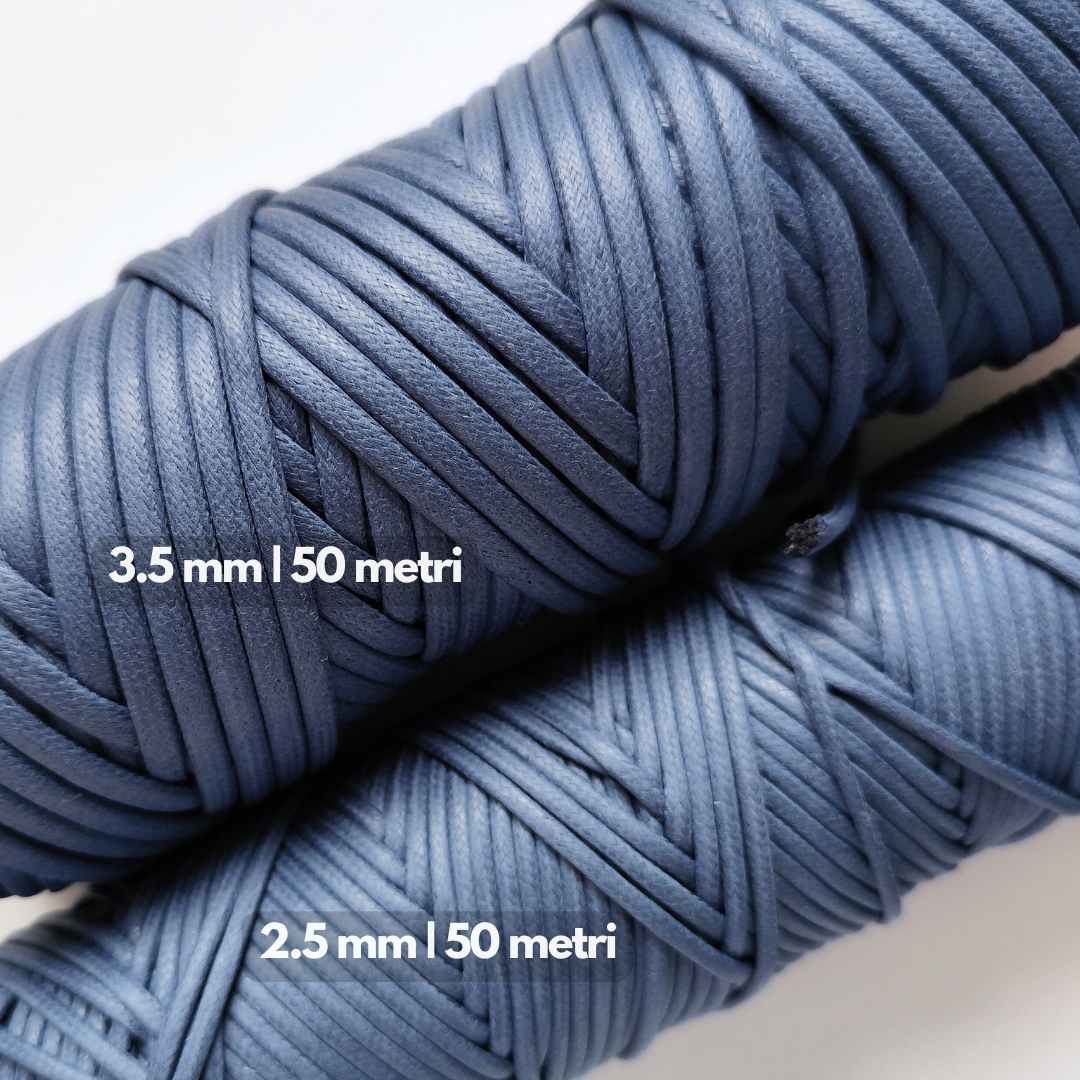 Cordoncino cerato in cotone | Denim 2.5 mm, 3.5 mm 