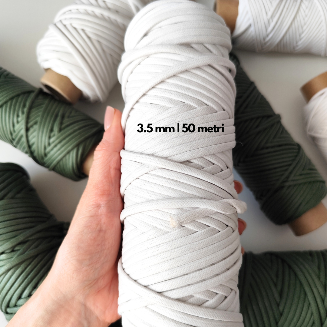 Waxed Cord | White Cloud & Green Ivy 2.5mm, 3.5 mm