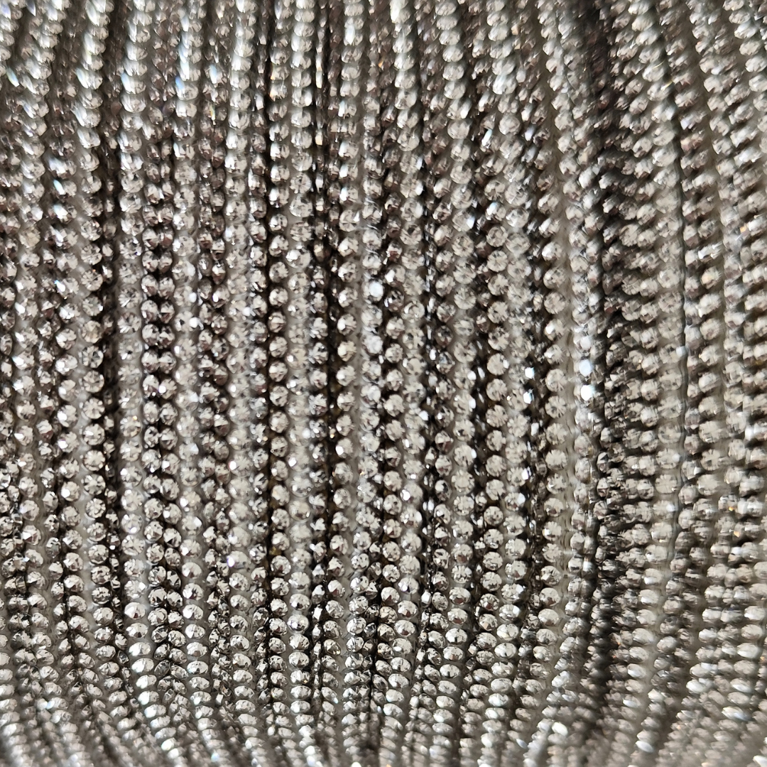 Cordino strass Macramè Spaghetti color argento 4 mm con anima in cotone per gioielli, borse, fai da te