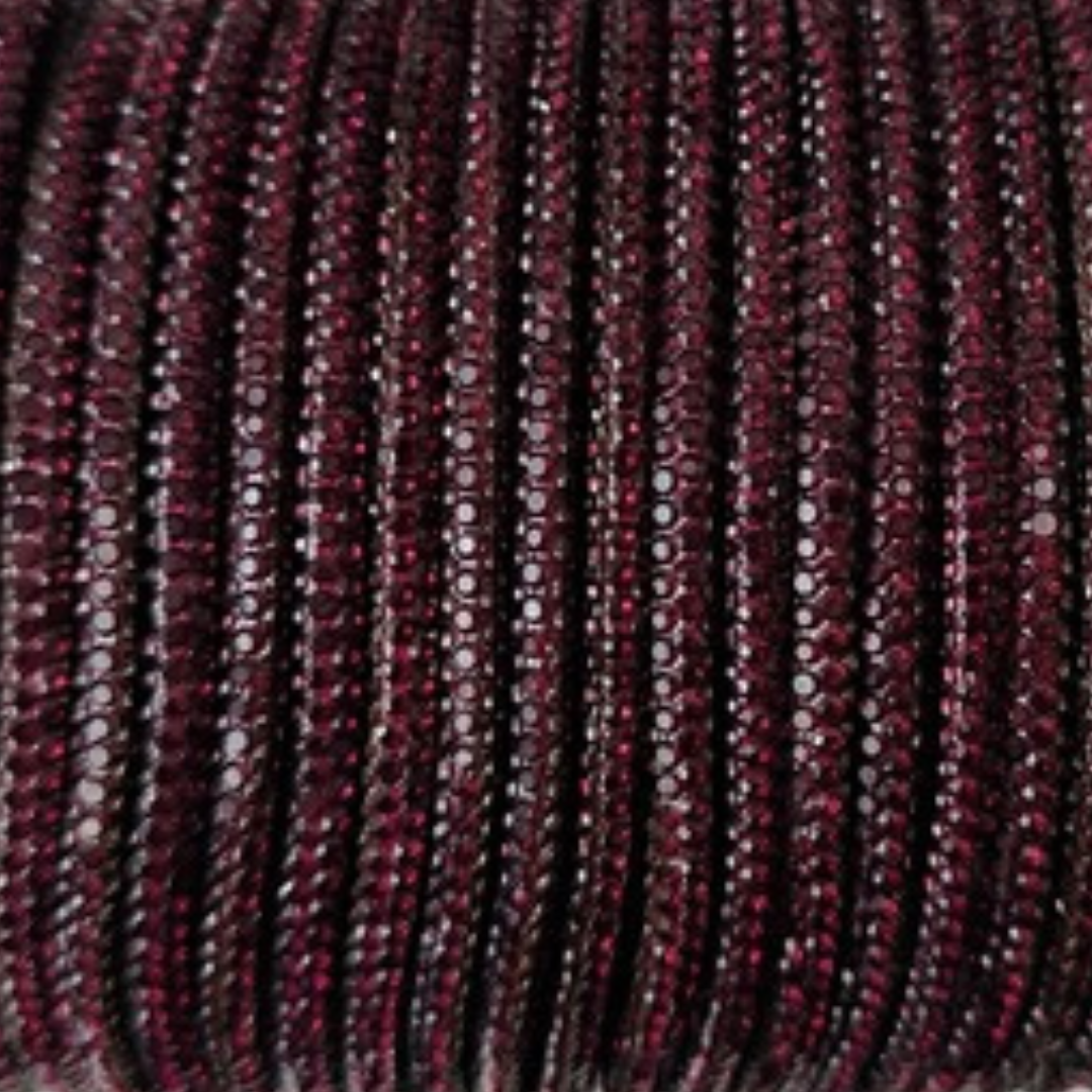 Cordino strass Macramè Spaghetti color bordeaux con anima in cotone per gioielli, borse, fai da te
