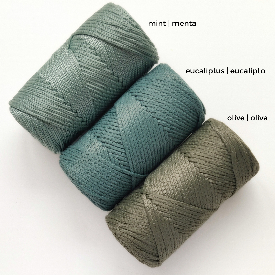 GREEN Yarn, Macrame Cord, Polyester Cord, Green Polyester Rope