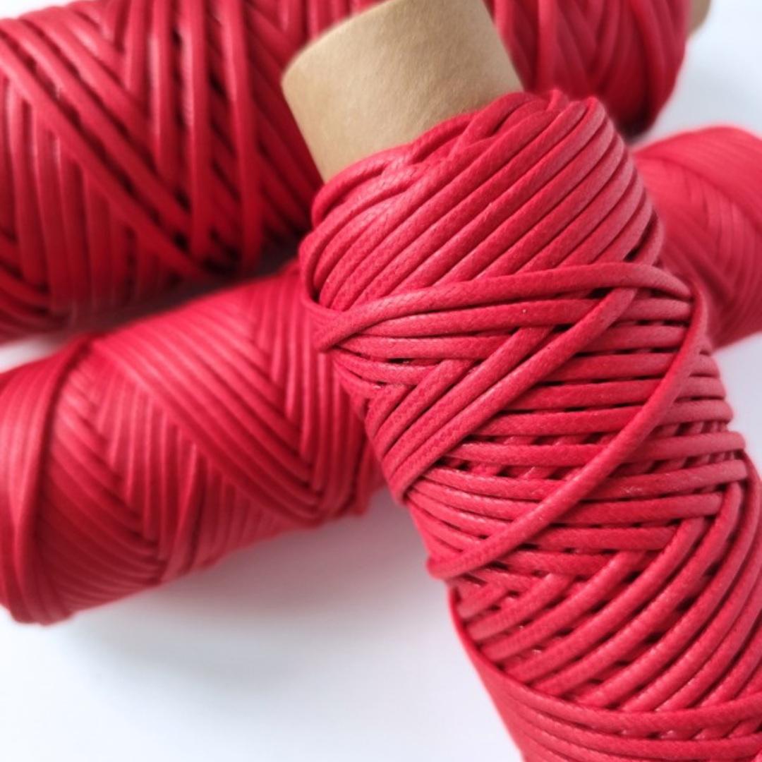 Cordoncino cerato in cotone | Rosso Classico & Blu Scuro 2.5 mm, 3.5 mm 