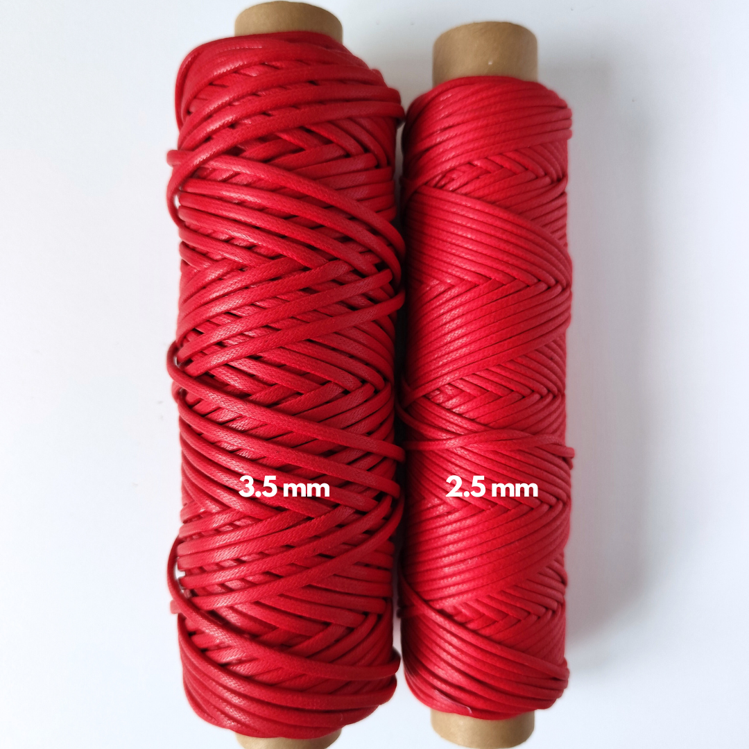 Cordoncino cerato in cotone | Rosso Classico & Blu Scuro 2.5 mm, 3.5 mm 