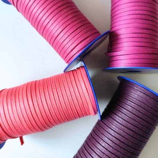 Flat Waxed Cotton Cord 4mm - 50m Spool | Macrame & Crochet Cord