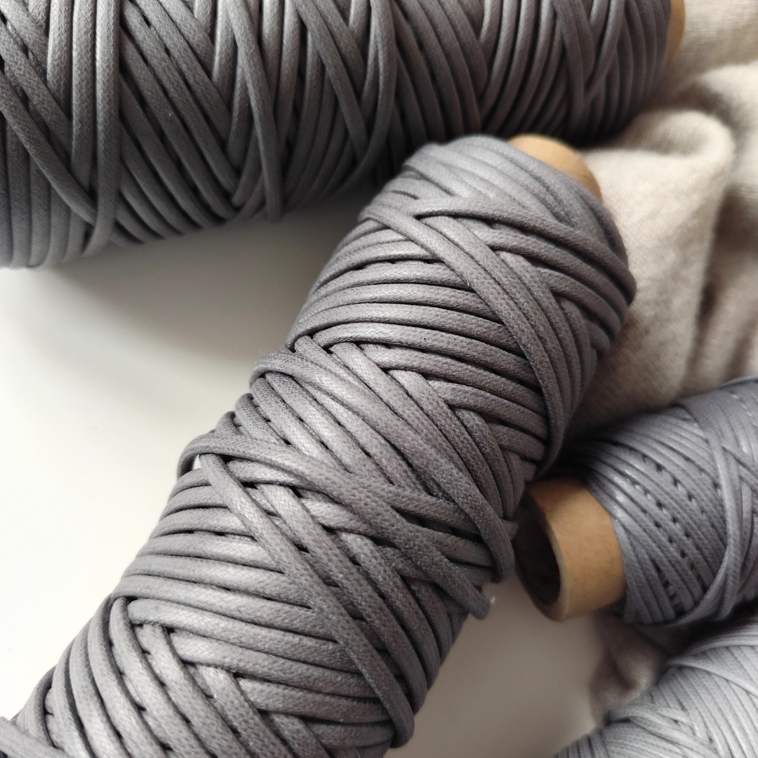Waxed Cord | Grey Cashmere and Platino 2.5mm, 3.5 mm