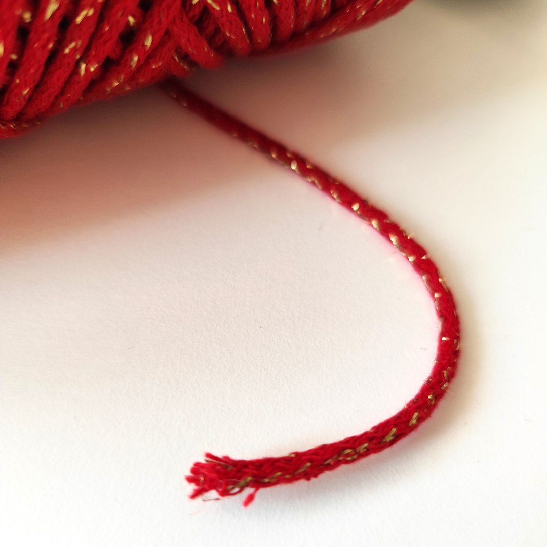 Corda intrecciata in cotone da 2 mm con glitter | 100 m