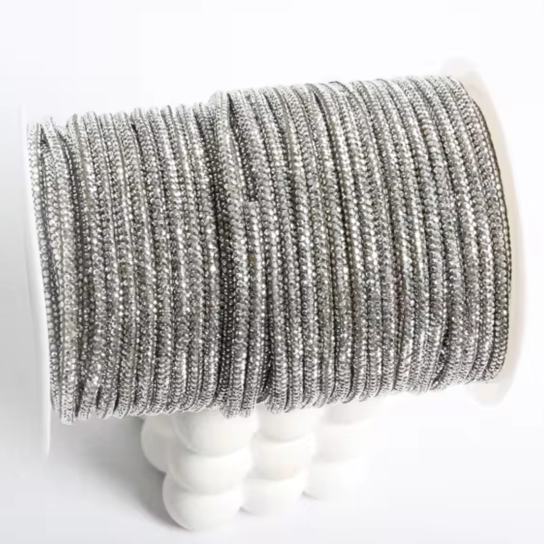 cordino strass4 mm macrame spaghetti colore ghiaccio anima in cotone