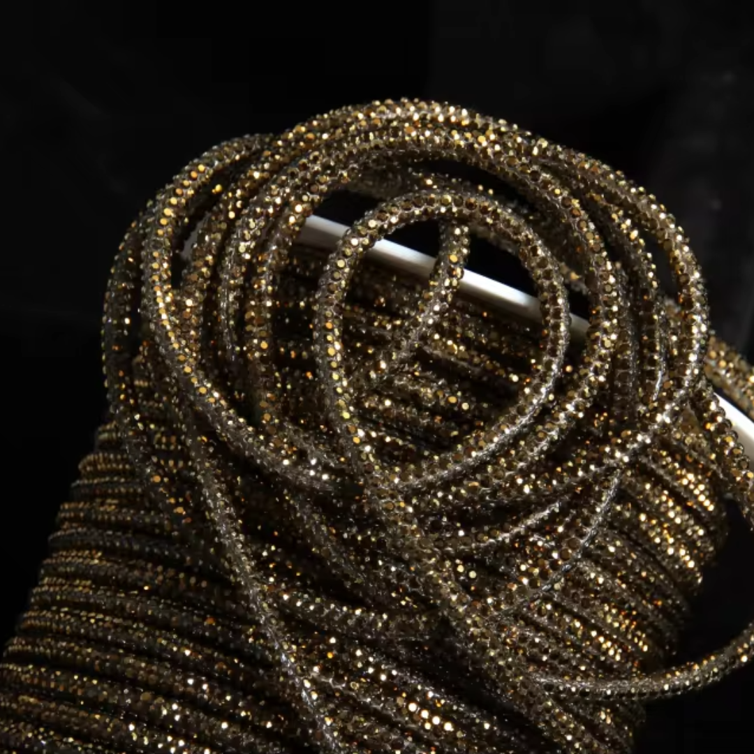 cordino strass4 mm macrame spaghetti colore topaz anima in cotone
