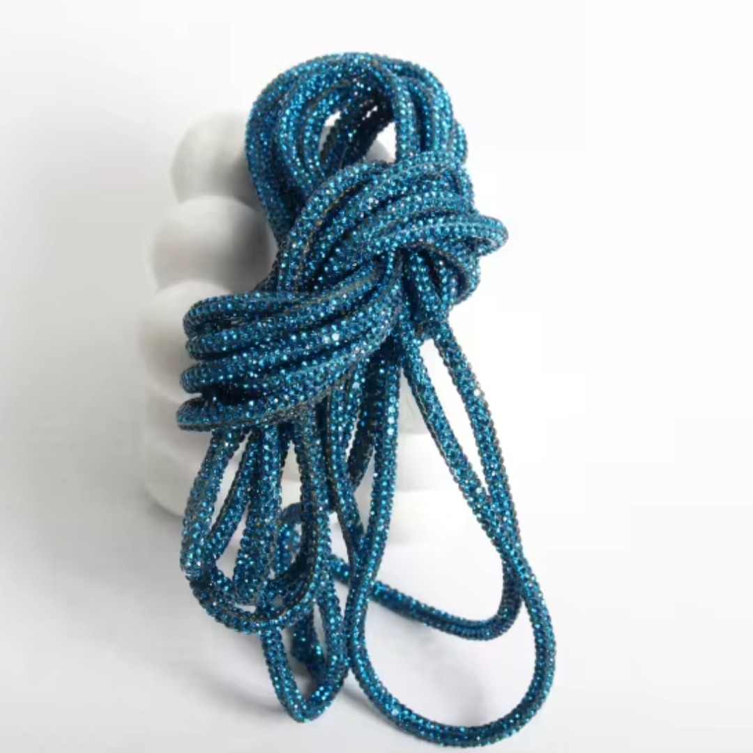 cordino strass 4 mm colore verde acqua macrame spaghetti con anima in cotone