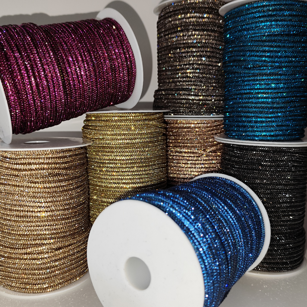 Cordino strass Macramè Spaghetti 4mm colorato con anima in cotone per gioielli, borse, fai da te