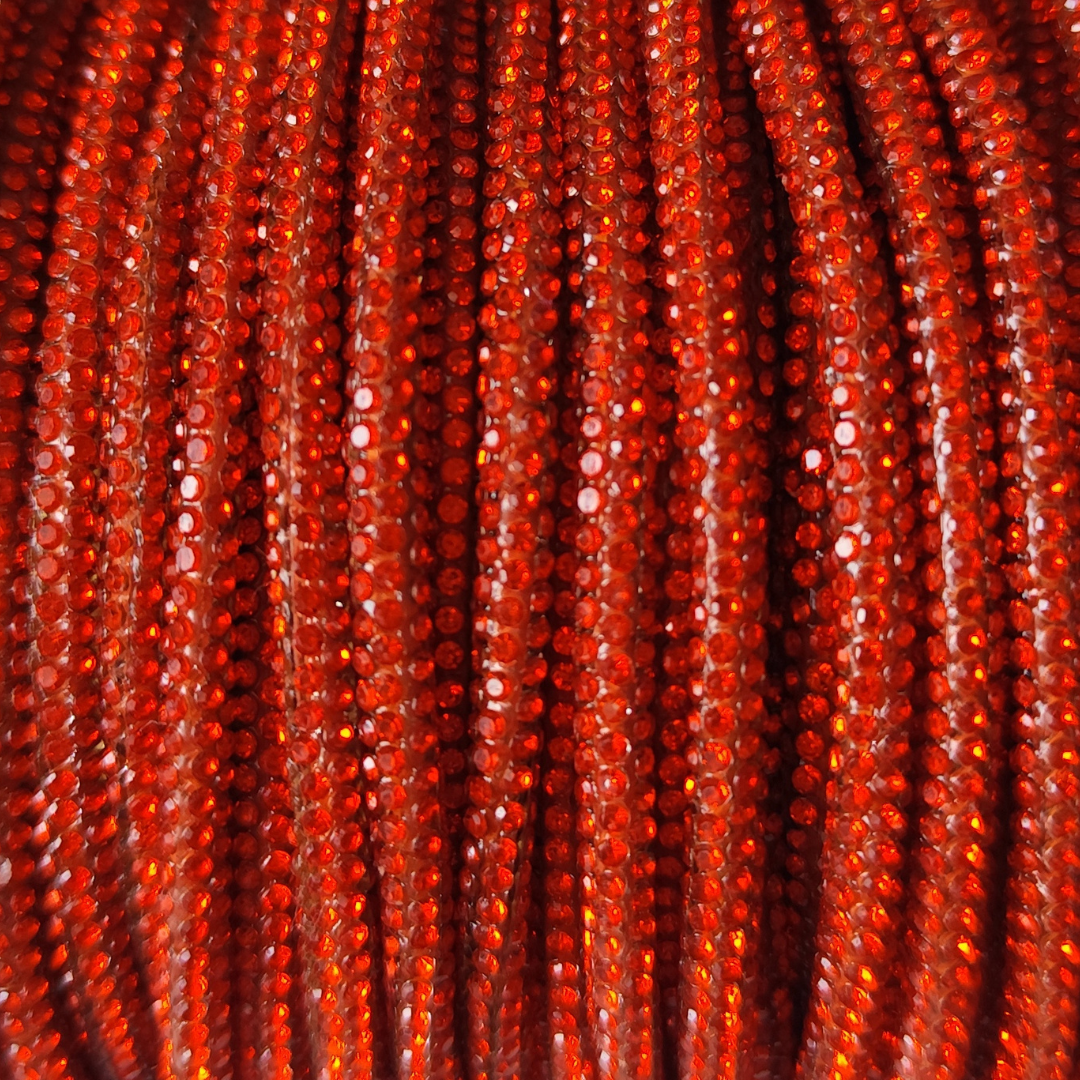 cordino strass macrame spaghetti 4 mm arancione fuoco con anima in cotone
