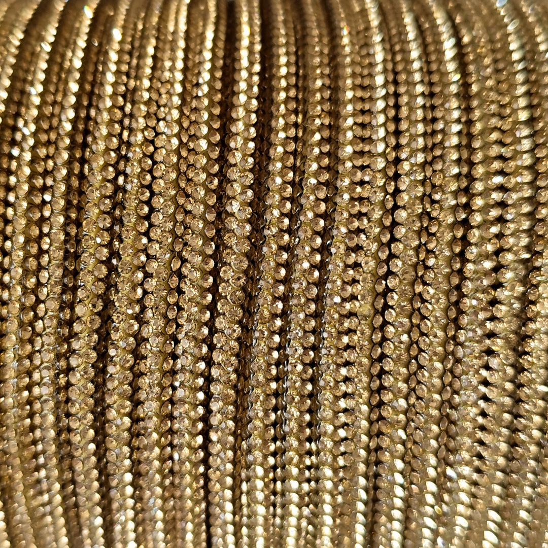 cordino strass macramè spaghetti 4 mm colore oro anima in cotone