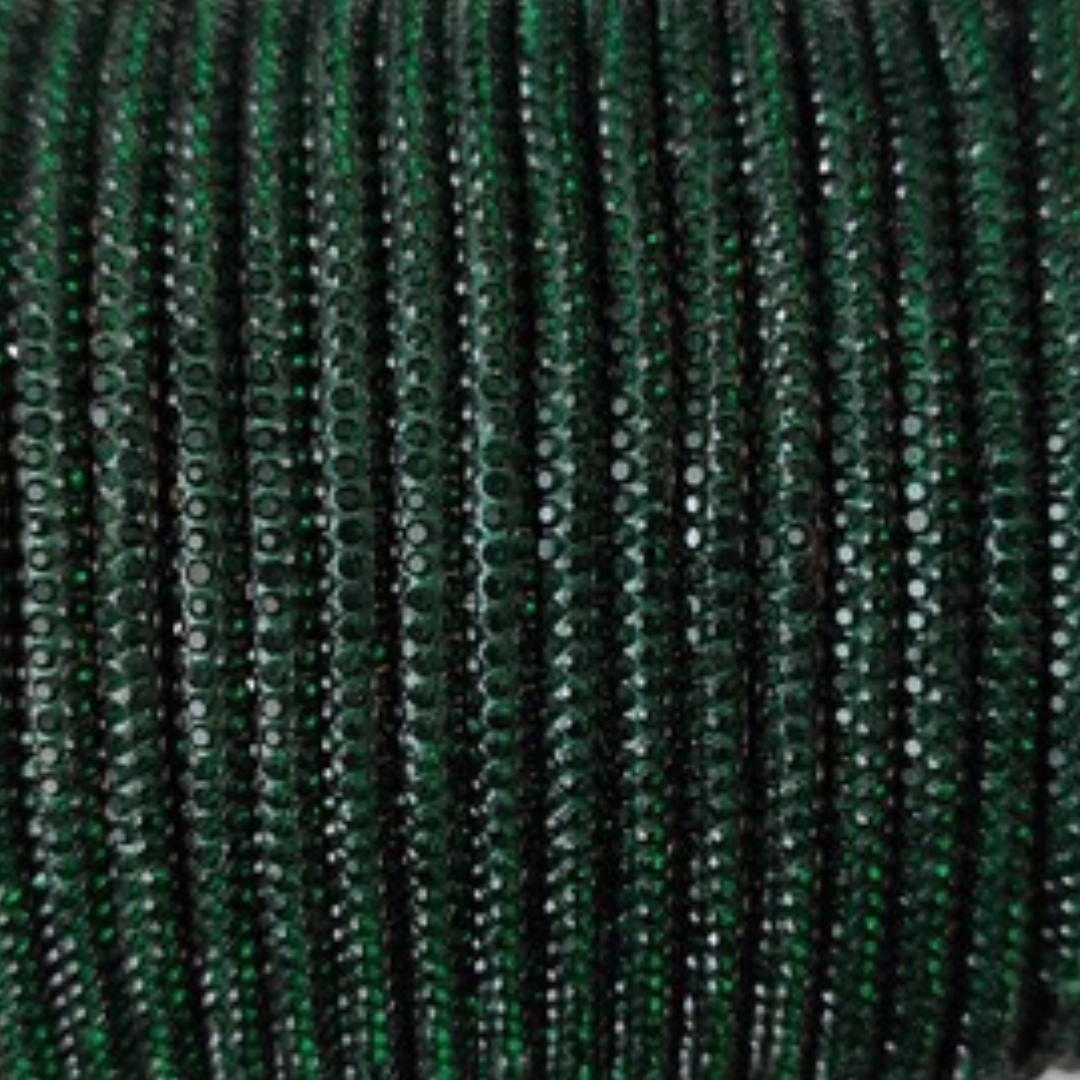 Cordino strass Macramè Spaghetti color verde scuro 4 mm, con anima in cotone per gioielli, borse, fai da te