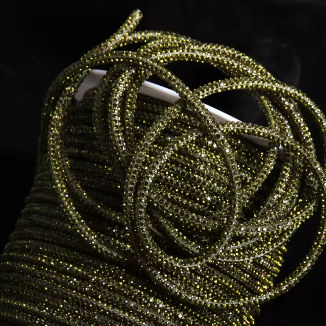 Corda strass 4mm colore cachi macrame spaghetti
