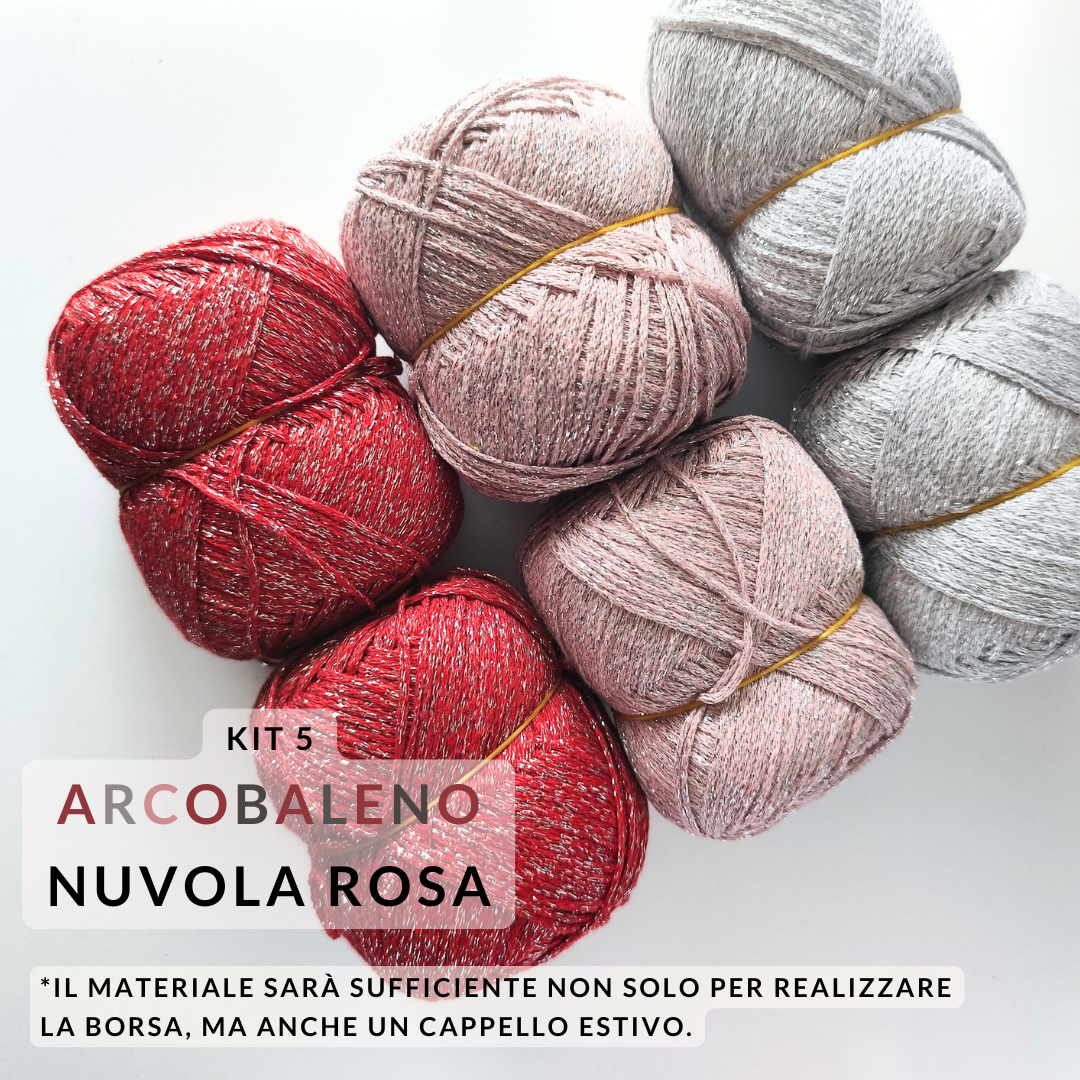 Kit borsa Arcobaleno - dettaglio manico in legno e corda arcobaleno