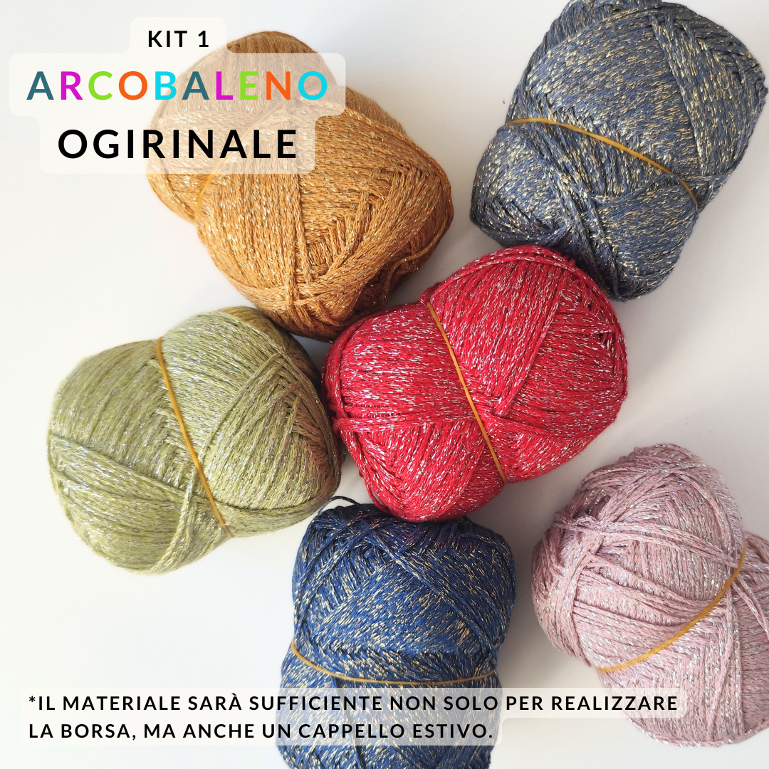 Kit borsa Arcobaleno - esempio borsa completata arcobaleno pastello