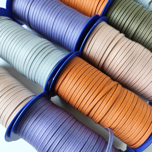 Flat Waxed Cotton Cord 4mm - 50m Spool | Macrame & Crochet Cord | Pastel Colors