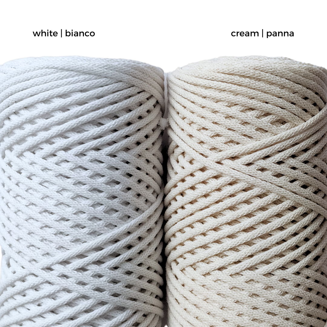 Macrame Spaghetti corda braided 4mm colore panna bianco - uncinetto e macrame