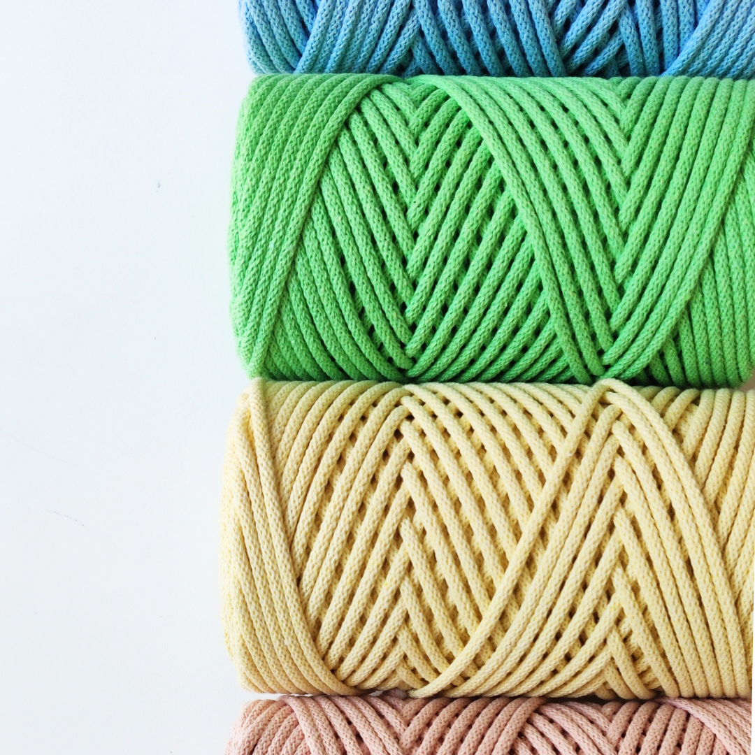 Macramè Spaghetti corda di cotone 4mm braided con anima - per macramé e uncinetto